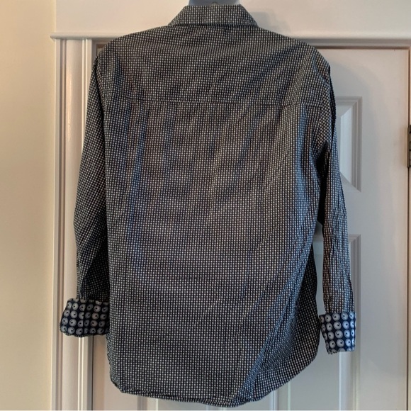 Marithe Francois Girbaud Polka Dot Flip Cuff Casual Shirt Mens XL Blue Y2K - Picture 2 of 7